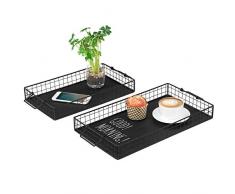 MyGift Serviertablett mit Griffen, Metall, Schwarz, 2 Stück
