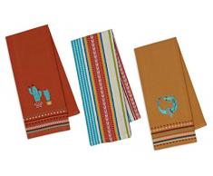 Generic Southwestern Dekoratives Baumwoll-Küchenhandtuch-Set Kaktus, Gecko Eidechse, gestreifter Stil, 3 Handtücher zum Abtropfen