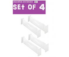 YBM HOME Ybmhome Verstellbare Gitter-Schubladenteiler Trennwände für Küche, Badezimmer, Schlafzimmer, Kommode, Schublade Zuhause Aufbewahrung und Organisation Adjustable Drawer Dividers Set of 4 weiß