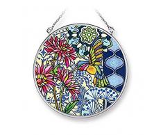 Amia Jardin blau Kolibri, handgemaltes Glas Kreis Suncatcher 42284, 4–1/5,1 cm