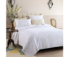 100% Baumwolle 3-teiliges Patchwork Tagesdecke Quilt Sets King weiß