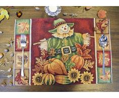 Taches Fall Autumn All Thanksgiving Tischsets Landhausstil 13x19 Pumpkin Patch Scarecrow