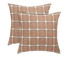 uxcell Buffalo Karo Überwurf Kissenbezug Baumwolle Leinen Klassisch Retro Bauernhaus Dekorative quadratische Kissenbezüge für Sofa Schlafzimmer Auto 2 Packs/18 x18#22