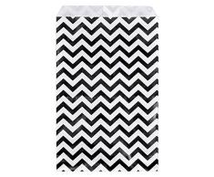 888 Display USA Chevron Papier Shopping Sales Tragetaschen Favor Tüten Geschenktüten Geburtstag Hochzeit Ostern Reveal Party Baby Dusche (100 Zählen) 5 x 7 Schwarz