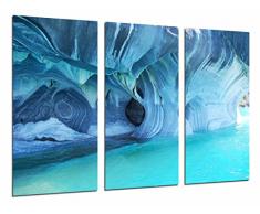 Wandbild - Maritime Höhle im blauen Meer, Playa Paradisiaca, 97 x 62 cm, Holzdruck - XXL Format - Kunstdruck, ref.26885