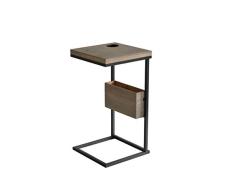 Benjara BM188220 Beistelltisch aus Metall und Holz, mit Zeitschriftenablage, braun