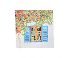 Sagebrook Home Fensterbild mit Fensterläden, 40 x 1,3 x 40 cm, Rot/Grün/Blau/Weiß