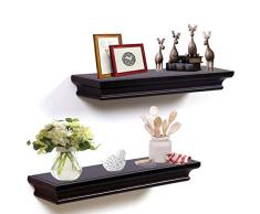 lightstan Holz Schwebendes Wandregal Espresso Braun Tablett Deko, Set von 2