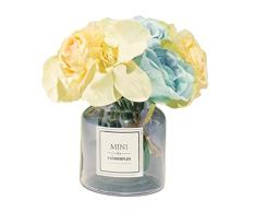 Fresh home Künstliche Blumen mit Vase Künstliche Blumen in Vase Künstliche Pfingstrose Blumen blau