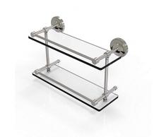 Allied Messing prbp-2/16-gal-sn Prestige Regal 40,6 cm doppelten Glas Regal mit Galerie-Schiene, Satin Nickel