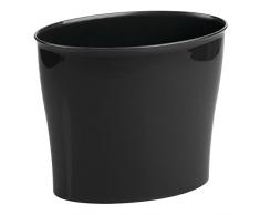 iDesign 94037EU Nuvo Mülleimer für das Badezimmer, Schlafzimmer und Büro, 29,21 x 17,2 x 25,4 cm, schwarz, plastik