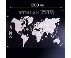 Weltkarte Holz XL 120 x 80 cm by Wooden.City | Die hölzerne Weltkarte mit gravierten Landesgrenzen | Holz Puzzle