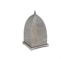lombok Windlicht, antikes Nickel, Grau, 29,5 x 29,5 x 53 cm