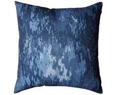 Deconovo Handmade Decorative Faux Linen Cushion Cover Christmas with Invisible Zipper Kissenhülle, blau, 18x18 Inch