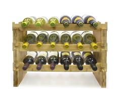Hersbrucker stapelbar Bambus Wein Rack- Classic Style Weinregal, Flaschenregal für Flaschen R perfekt für Bar, Weinkeller, Keller, Schrank, Speisekammer, etc, Bambus, Natur, 3-Tier