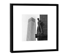 COGNOSCO Fotografie im Holzrahmen: ehem. Eurotwower EZB Frankfurt-Fotodruck-Format 27 x 27 cm-Rahmenfarbe schwarz-Hochwertiges Wandbild, Geschenkidee oder Souvenir aus Hessen, Holz, Weiß, Rahmen