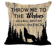 Europäische Retro Animal Moose Creek Inn und Bad Shop Elk Ridge Lodge Baumwolle Leinen Quadratisch Überwurf Taille Kissen Fall Dekorative Kissenhülle Kissenbezug Sofa 45,7 x 45,7 cm 18x 18 Wolf