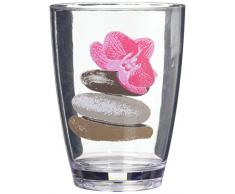 EVIDECO 610029 Clear Acrylic Printed Bathroom Tumbler Spa, 2.95 L x 4.13 H, Pink