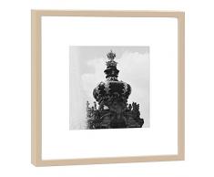 COGNOSCO RH-27-B100 Fotografie im Holzrahmen: Kronentor Zwinger Fotodruck-Format 27 x 27 cm-Rahmenfarbe beige-Hochwertiges Wandbild, Geschenkidee oder Souvenir aus Dresden, Holz, Schwarz-Weiß, Rahmen