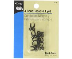 Dritz Garderobenhaken & Öse, 95 mm, 4 Stück, Schwarz