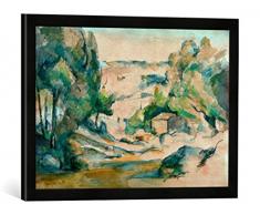 Gerahmtes Bild von Paul Cézanne Paysage en Provence, Kunstdruck im hochwertigen handgefertigten Bilder-Rahmen, 60x40 cm, Schwarz matt
