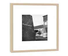 COGNOSCO RH-27-B100 Fotografie im Holzrahmen: Kunstpalast NRW Fotodruck-Format 27 x 27 cm-Rahmenfarbe beige-Hochwertiges Wandbild, Geschenkidee oder Souvenir aus Düsseldorf, Holz, Schwarz-Weiß, Rahmen