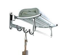 garbnoire 202 Edelstahl der Güteklasse 2 Füße zusammenklappbar, lang, Badezimmer Handtuch Rack/Drehstuhl Handtuch Bar, Edelstahl Wand montiert Regal Organisation für Aufbewahrung Aufhängen Halterung vor WC/Hotel/Home