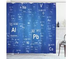 Wissenschaft Vorhang für die Dusche von ambesonne, Chemie TV Show inspiriert Bild mit Periodic Element Tisch Bild Print Art, Stoff Badezimmer Decor Set mit Haken, 190,5 cm lang, blau und weiß