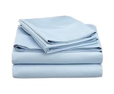 Måløv Linen Luxuriösen Finish. Fadenzahl 500 Komfortables Schlafsofa Bettwäsche-Set, ägyptische Baumwolle, – Solide Farben (Queen Size alle Größe), Baumwolle, hellblau, Queen 60x74 Pocket Depth 6