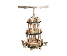 Alexander Taron 16732 Richard Glaesser Pyramide 3-stufig, Krippenfigur, Weise, Hirten und Engel – 17 H x 32 cm T – Braun