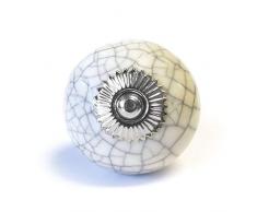 Pushka Türgriff Home Crackled cremefarben glasierter Keramik Küche Schrank Türknauf. Einzeln verkauft. 40 mm Off Weiß Vintage Stil Griff für Dekorieren Ihre Möbel. Passt zu Tür Dicke bis 27 mm. strapazierfähige Porzellan mit Sprungoptik Effekt.