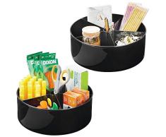 mDesign Lazy Susan Aufbewahrungsbehälter für Drehteller aus Kunststoff, geteilter Drehteller, 2 Stück Pack of 2 schwarz