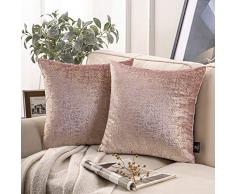 Phantoscope Set von 2 luxuriösen Chenille Roving gewebt quadratisch Überwurf Kissenbezug Kissenbezug für Couch Bett und Stuhl 18 x 18 Hellrosa Farbe