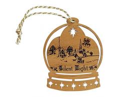 Imprints Plus Schneekugel aus Erlenholz, lasergeschnitten, handbemalt und lackiert Snow Globe Silent Night