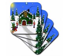 3dRose CST_101151_2 Christmas Nutcracker House-Soft Coasters, Set of 8