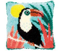 Vervaco PN-0166663 Knüpfkissen Tukan Knüpfpackung, Baumwolle, mehrfarbig, 40 x 40 cm / 16 x 16