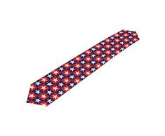 Doppelseitig Vierte von Juli Amerikanische Flagge Independence Memorial Day Patriotische Freiheit Polyester Tischläufer & Bettläufer 33 cm W x 177,8 cm L/33 cm W x 228,6 cm L Party Hotel Esstisch Top Dekoration, Polyester, Multi6, 13 x 90
