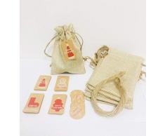 Sackleinbeutel 30 Stück + 35 abnehmbare Etiketten, Weihnachtsdesign, 10,2 x 15,2 cm, mit Kordelzug, Jute, Geschenktüten für Hochzeiten, Partys, Kunst- und Handwerksprojekte, Geschenke, Snacks Weihnachten, Erntedankfest