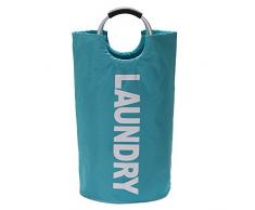 vuhom Großer Wäschekorb faltbar Wäschesammler zusammenklappbar Kleidung Tasche waschen Bin 15dx24h blau