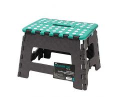 JVL Tritthocker, zusammenklappbar, klein, Grau/Türkis