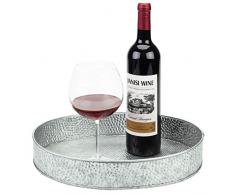 MyGift Vintage Serviertablett, verzinktes Metall, silberfarben