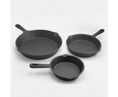 ExcelSteel 547 Kochgeschirr, perfekt für Home Herd und leckere Outdoor-Kochpfanne, Gusseisen, Schwarz, 3-teilig