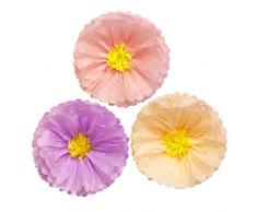 Wrapables Set 3 Stück Gewebe Blumen Pom Poms Party Dekorationen für Hochzeiten, Geburtstag Parteien Baby Duschen und Kinderzimmer Dekor, Pfirsich, Light Pink, Lila