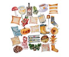 Marineblaue Pfingstrose Gelb Herbst Aufkleber (31-er Pack) – klein, niedlich, wasserdicht und langlebig | Ästhetische Fall Aufkleber für Wasserflaschen, Laptops, Scrapbook