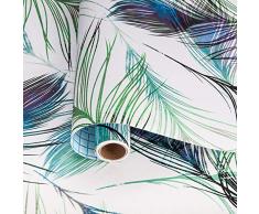 Abyssaly Vintage Kontakt Papier Papier Abziehen und Aufkleben Tapete Selbstklebend Papier Home Dekoration Papier DIY Papier Einfach zu verwenden Folie 17.71 In X 236 In Feather