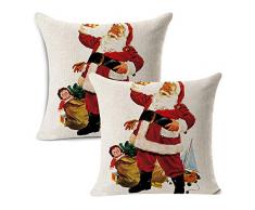 womhope 1 PCS – 45,7 cm Merry Christmas Baum Santa Serie Baumwolle Leinen Kissenbezug Kissen Fall für Sofa, Bett, baumwolle, Santa (Stand), 45,7 cm