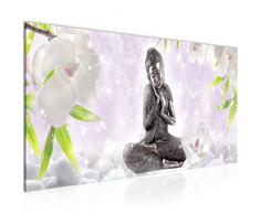 Bilder Feng Shui Buddha Wandbild 100 x 40 cm Vlies - Leinwand Bild XXL Format Wandbilder Wohnzimmer Wohnung Deko Kunstdrucke Violett 1 Teilig - MADE IN GERMANY - Fertig zum Aufhängen 019112c