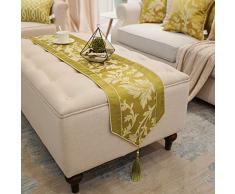 Avigers 30,5 x 180,3 cm dekorativer weicher Bettläufer grün lila Pflanzenblätter Hochpräzisions-Samt Tischläufer für Zuhause Wohnzimmer Schlafzimmer Kunst Dekoration Hochzeit Garten 12 X 108 gelb