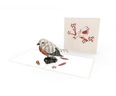 St Origami Weihnachtskarte Pop Up Rotkehlchen, Papier, Orange, 15 x 15 x 0,3 cm