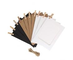 AKOAK 20 Pcs DIY Papier Bilderrahmen aus Pappe, mit Clips und Lichterkette, Weiß/Schwarz/Braun Drei Farben zufällig Gemischt, Ideal für Home Decor 3.5 x 5 White,Black,Brown